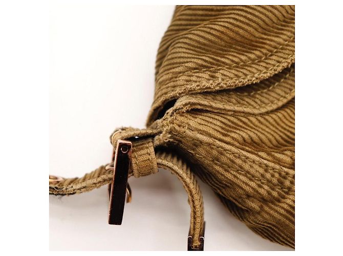 Borsa Baguette Fendi Zucca in velluto a coste marrone - vista 10