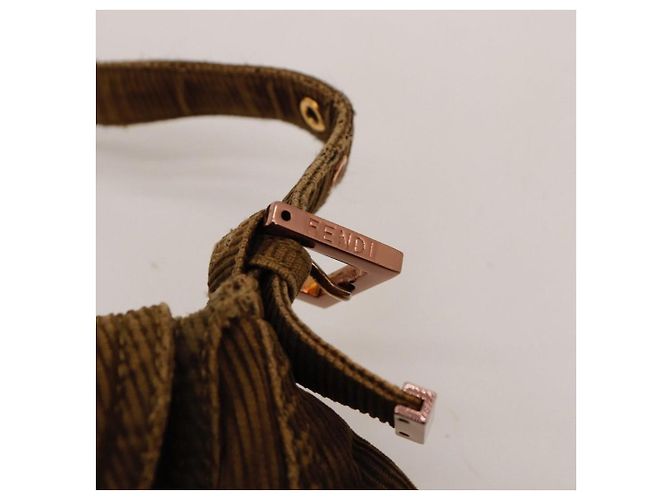 Borsa Baguette Fendi Zucca in velluto a coste marrone - vista 11