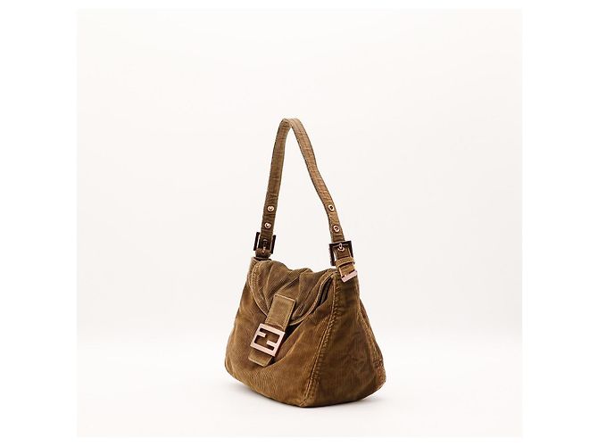 Borsa Baguette Fendi Zucca in velluto a coste marrone - vista 2