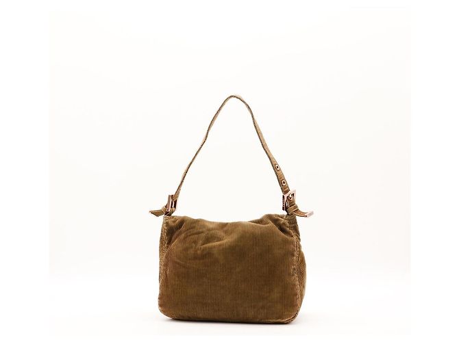 Borsa Baguette Fendi Zucca in velluto a coste marrone - vista 3