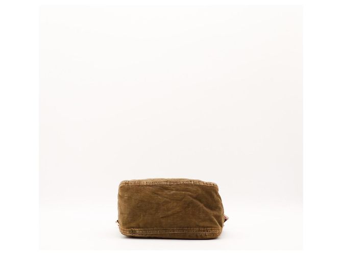 Borsa Baguette Fendi Zucca in velluto a coste marrone - vista 5