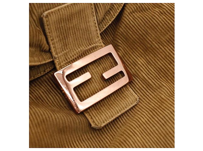 Borsa Baguette Fendi Zucca in velluto a coste marrone - vista 7