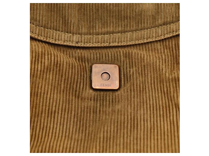 Borsa Baguette Fendi Zucca in velluto a coste marrone - vista 8