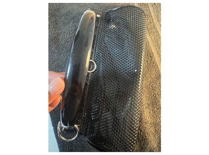 Pochette Sergio Rossi en Cuir Noir Motif Écailles - vue 2