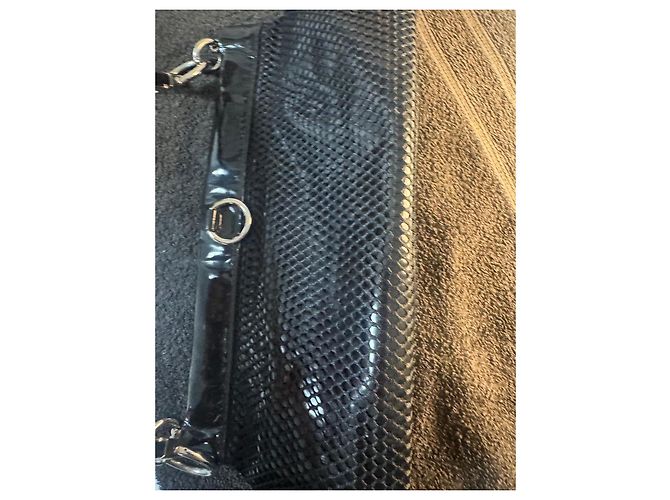 Pochette Sergio Rossi en Cuir Noir Motif Écailles - vue 3