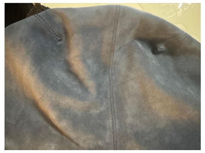 Autre Marque Borsa a spalla Giordano Frangipani in camoscio blu e pelle marrone - vista 4