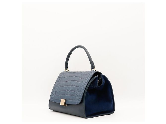 Céline Borsa Trio Celine in pelle e camoscio blu - vista 2