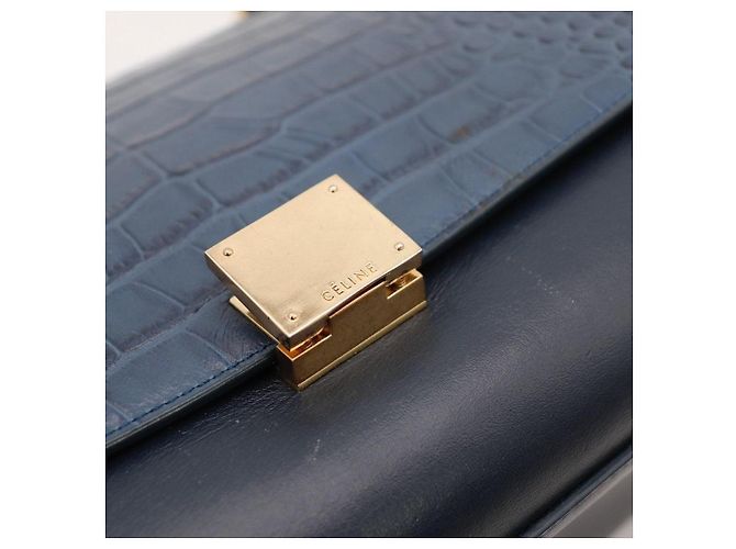 Céline Borsa Trio Celine in pelle e camoscio blu - vista 6