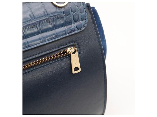 Céline Borsa Trio Celine in pelle e camoscio blu - vista 8