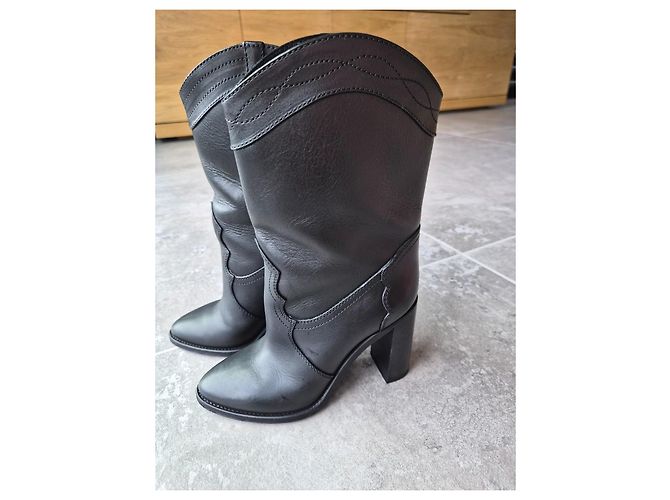 Autre Marque Saint Laurent Kate Lederstiefeletten Schwarz - Ansicht 6