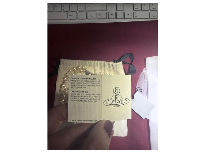 Collana Vivienne Westwood "Orb" con perle e cristalli Argento Bianco - vista 5
