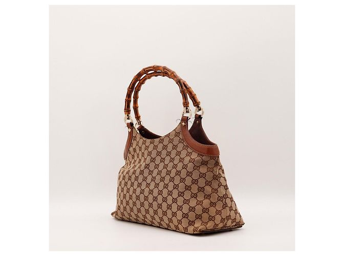 Bamboo Sac à main Gucci Monogram avec anse en bambou Marron Monogramme - vue 4