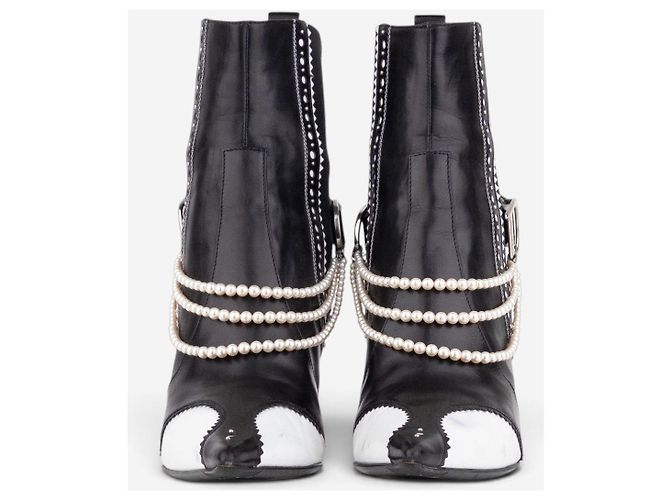 Botines de tacón Chelsea Dior by Galliano SS04 ‘D´Trick’ con banda de perlas Negro - vista 2