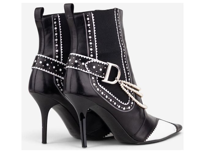 Botines de tacón Chelsea Dior by Galliano SS04 ‘D´Trick’ con banda de perlas Negro - vista 3