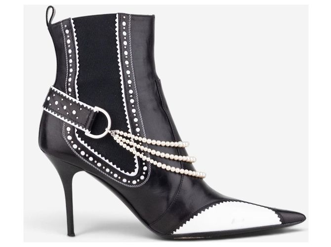 Botines de tacón Chelsea Dior by Galliano SS04 ‘D´Trick’ con banda de perlas Negro - vista 6