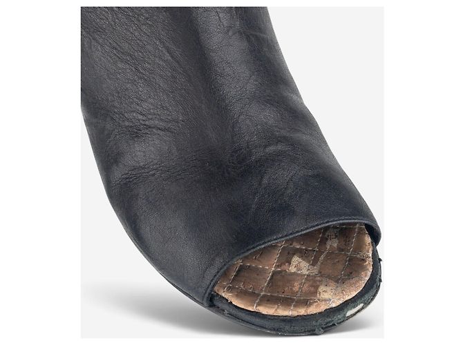 Bottines à talons compensés et bout ouvert avec logo Chanel by Karl Lagerfeld années 2010 Noir - vue 10