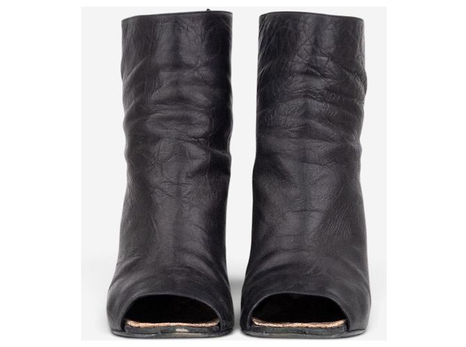Bottines à talons compensés et bout ouvert avec logo Chanel by Karl Lagerfeld années 2010 Noir - vue 5