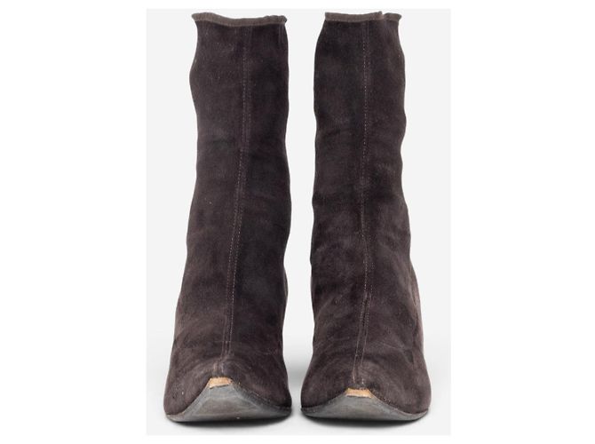 Bamboo Botines de ante con tacón de bambú Gucci by Tom Ford SS02 Castaño - vista 5