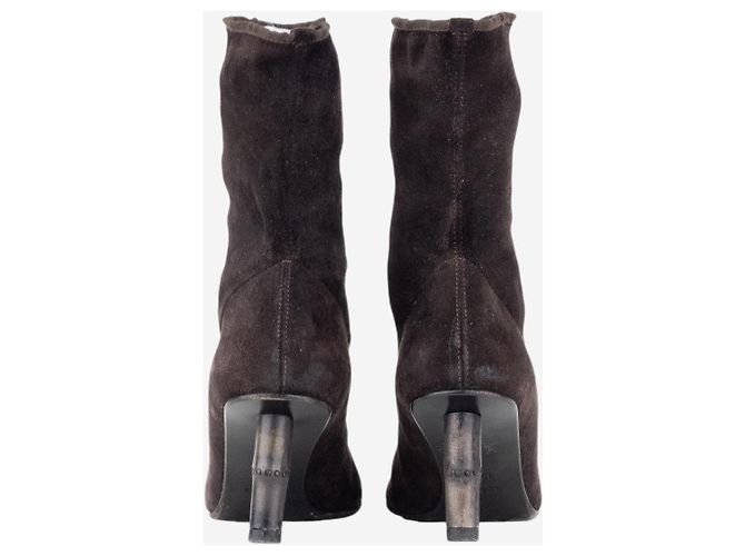 Bamboo Botines de ante con tacón de bambú Gucci by Tom Ford SS02 Castaño - vista 6