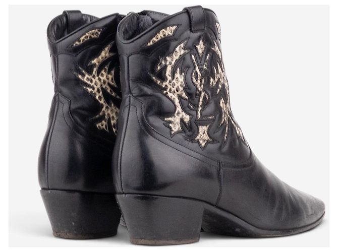 Autre Marque Saint Laurent by Anthony Vaccarello SS17 Python Western Cowboy Ankle Boots Black - view 2