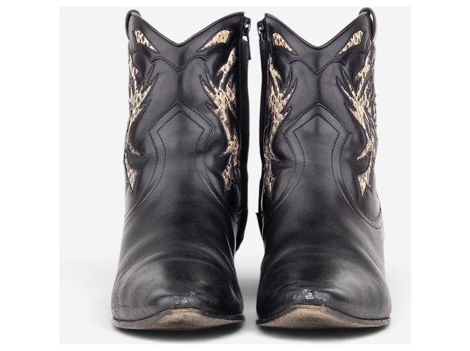 Autre Marque Saint Laurent by Anthony Vaccarello SS17 Python Western Cowboy Ankle Boots Black - view 5