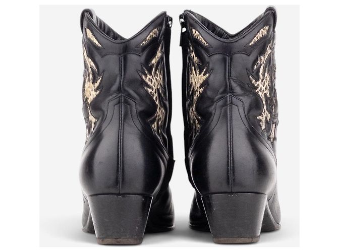 Autre Marque Saint Laurent by Anthony Vaccarello SS17 Python Western Cowboy Ankle Boots Black - view 6