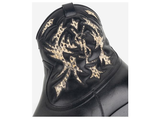 Autre Marque Saint Laurent by Anthony Vaccarello SS17 Python Western Cowboy Ankle Boots Black - view 7