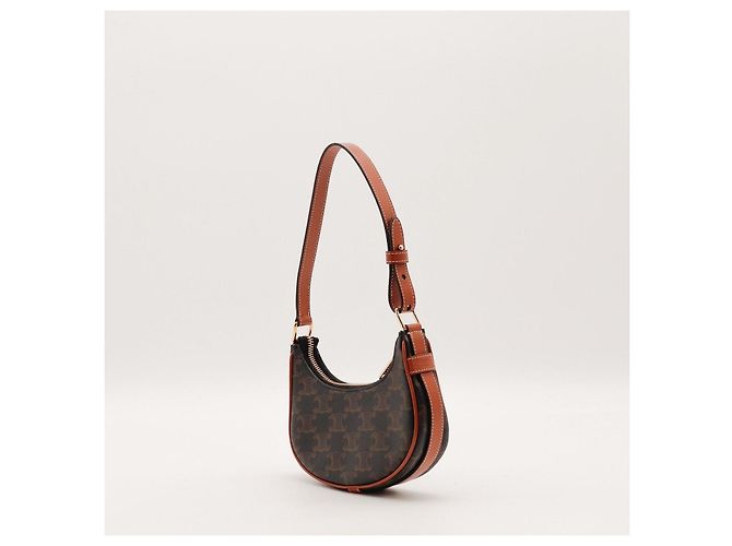 Céline Borsa Ava Triomphe in tela Triomphe e pelle di vitello Marrone - vista 2
