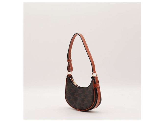 Céline Borsa Ava Triomphe in tela Triomphe e pelle di vitello Marrone - vista 4