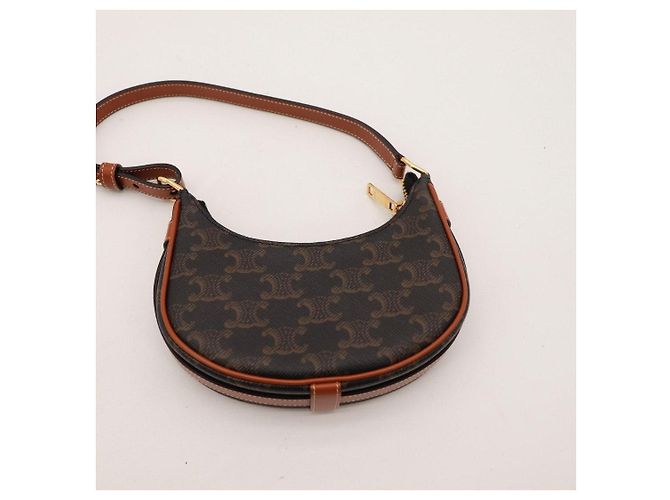 Céline Borsa Ava Triomphe in tela Triomphe e pelle di vitello Marrone - vista 6