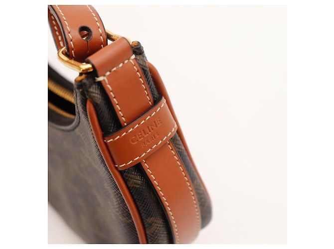 Céline Borsa Ava Triomphe in tela Triomphe e pelle di vitello Marrone - vista 8