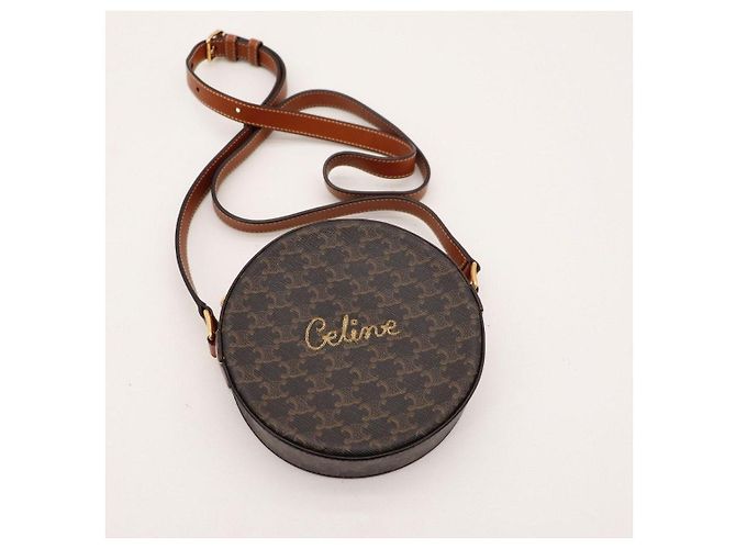 Céline Celine Triomphe Canvas Runde Tasche Braun Monogramm - Ansicht 6