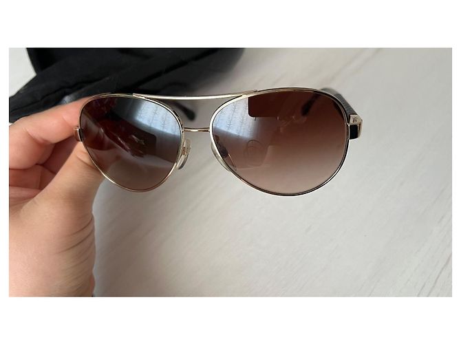 Gafas de sol Aviador Chanel Doradas y Negras Negro Dorado - vista 6