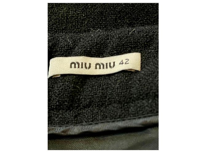 Miu Miu Minifalda línea A de lana negra Negro - vista 5