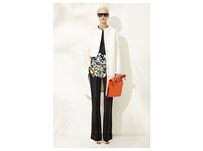 3.1 Phillip Lim Pantalones a Rayas con Estampado Floral Negro Blanco Azul Verde - vista 4