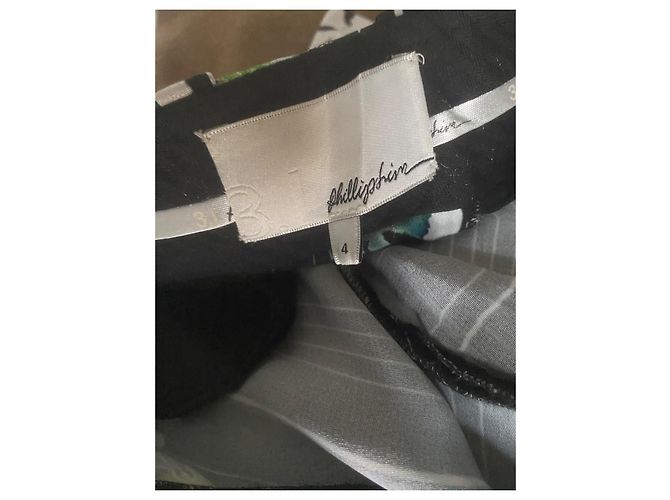 3.1 Phillip Lim Pantalones a Rayas con Estampado Floral Negro Blanco Azul Verde - vista 7