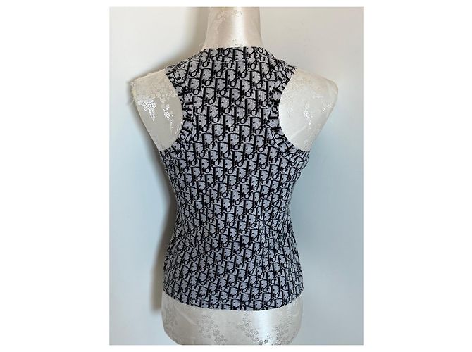 Canotta Christian Dior Monogramme Oblique Nero Bianco - vista 2