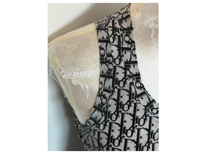 Canotta Christian Dior Monogramme Oblique Nero Bianco - vista 5