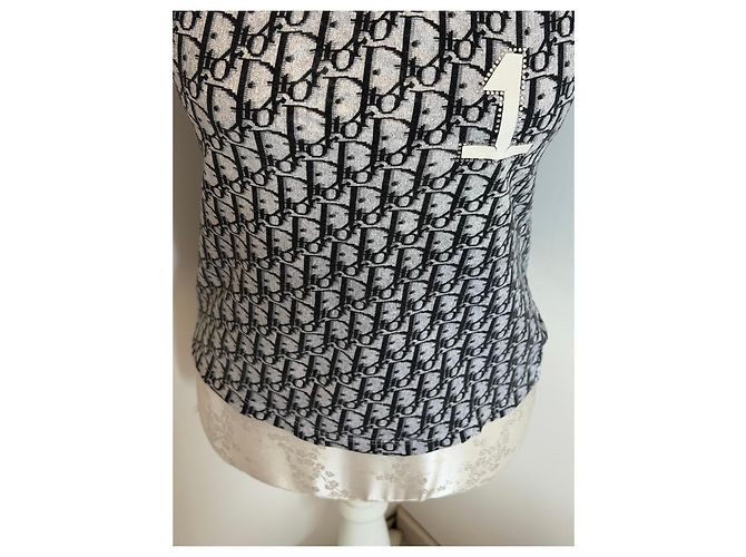 Canotta Christian Dior Monogramme Oblique Nero Bianco - vista 6