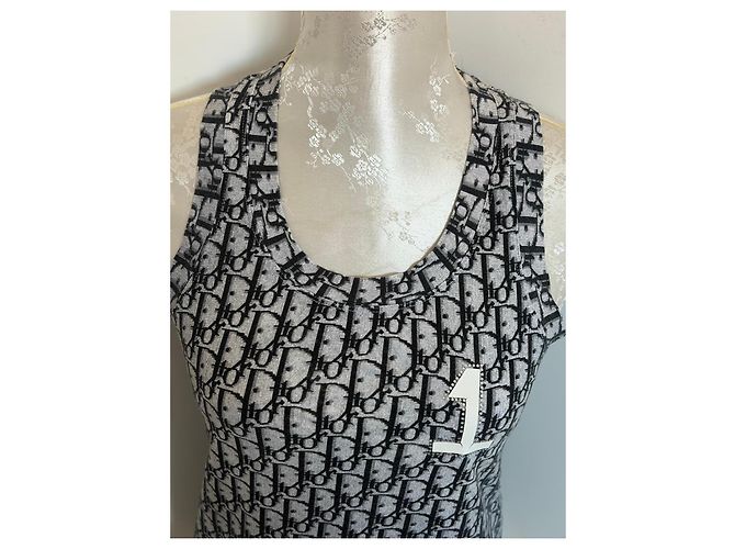 Canotta Christian Dior Monogramme Oblique Nero Bianco - vista 7