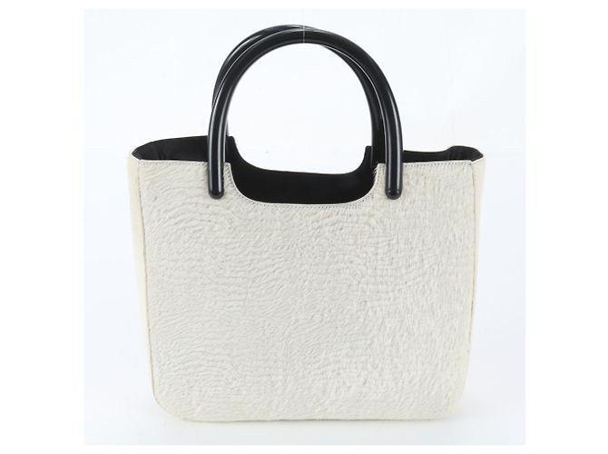 Borsa Tote in pelle di vitello Prada con logo triangolare Bianco - vista 3