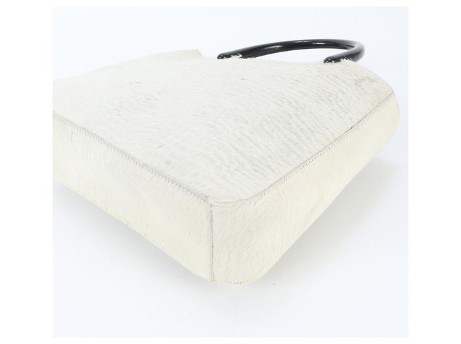 Borsa Tote in pelle di vitello Prada con logo triangolare Bianco - vista 4