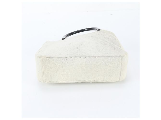 Borsa Tote in pelle di vitello Prada con logo triangolare Bianco - vista 6