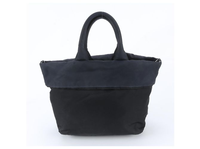 Prada Reversible 2-Way Tote Bag Black Navy blue - view 4