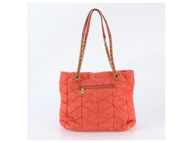 Tote Prada Tessuto Nylon Leder Tasche mit Dreiecks-Logo Pink - Ansicht 3