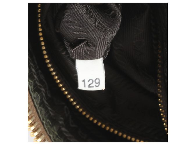 Bolsa de ombro em couro e nylon Tessuto com logo triangular Prada Caqui - vista 9