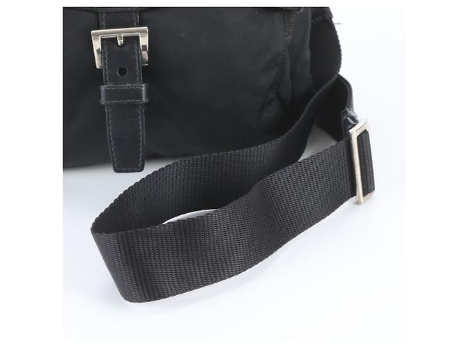 Bolsa de ombro em couro e nylon Tessuto com logo triangular Prada Preto - vista 2