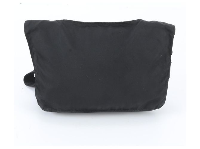 Bolsa de ombro em couro e nylon Tessuto com logo triangular Prada Preto - vista 3