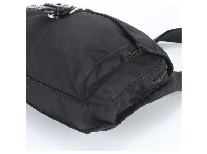 Bolsa de ombro em couro e nylon Tessuto com logo triangular Prada Preto - vista 4