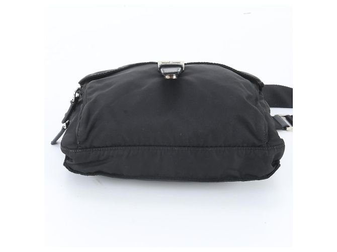 Bolsa de ombro em couro e nylon Tessuto com logo triangular Prada Preto - vista 5